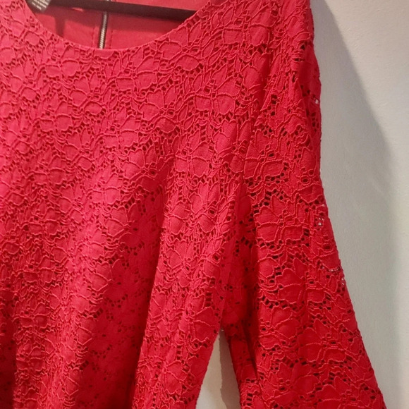 Alfani Red Eyelet Lace Overlay with Back Exposed Zipper in Size XL - Picture 8 of 9
